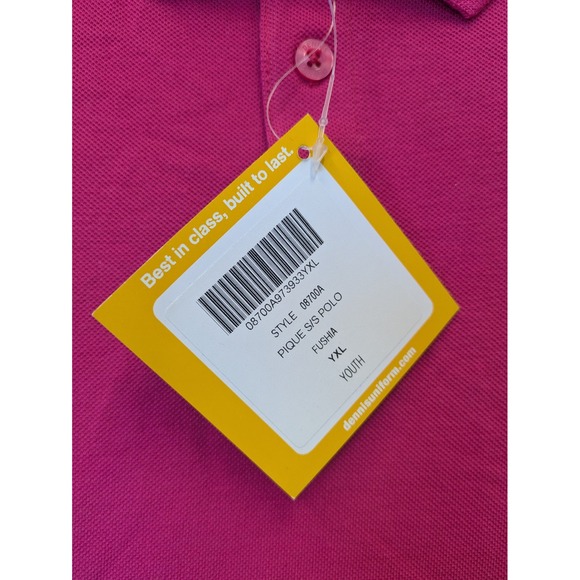 Dennis Youth YXL 14-16 Fuchsia Short Sleeve Pique Polo Shirt NWT - Picture 3 of 7